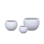 Small Fiberglass Planter, Width 23.5 cm, Depth 30 cm, Height 30 cm, White color.