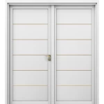 Premium Luxury Classic Double Wood Door, Size 220 × 235 cm, 6 cm Thickness, White, Model GM01