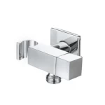 Chrome Square Angle Valve With Built-in Bidet Holder