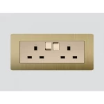 Double Triple Socket with Switch Art DNA E62, Gold Color, Size 7x14 cm