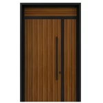 باب خارجي ألمنيوم عصري، مقاوم للصدأ، أسود وبني، صناعة إماراتية، موديل AL-76