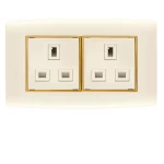 فيش كهرباء مزدوج 13 أمبير  الفنار موديل أمنية المقاس  7x14 اللون بيج بحلقة ذهبى