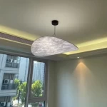Floating Moon Fabric Pendant Light, Height 15 cm, Diameter 60 cm