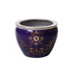 حوض زرع سيراميك دائري مقاس 41×33سم لون أزرق