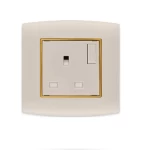 فيش كهرباء بمفتاح ثنائى القطب 13 أمبير  الفنار موديل أمنية المقاس  7x7 اللون ذهبى بحلقة ذهبى