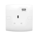 فيش كهرباء مع شاحن USB 13 أمبير  الفنار موديل ألف كلاسيك المقاس  7x7 اللون الأبيض