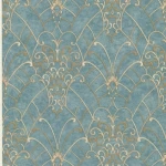 Italian Wall Covering, Size 10 m x 0.73 m, Turquoise Color, Model 26050