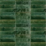 أرضيات سيراميكية إيطالي لامع مقاس 24 ×6 سم، تصميم حجري، لون اخضر 