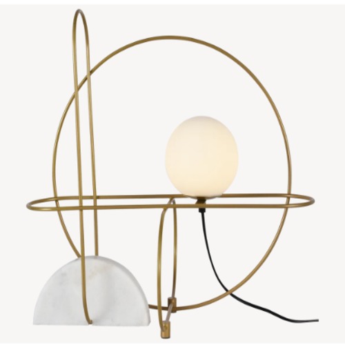 Wooden Table Lamp 52x52x20 cm, Golden Color | Abyat Company