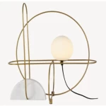 Wooden Table Lamp, Golden Color, Size 52x52x20 cm