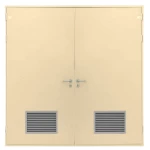 Fire door SFFECO  galvanized steel   with Bottom Louver  Model SF/DD  Double Door leaf size 1950×1900   mm  Color Beige