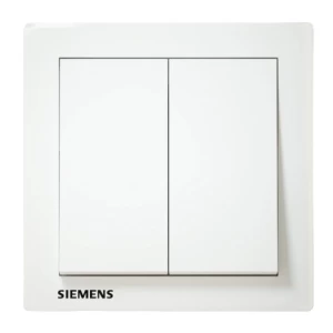 10Amp 2 Gang 1 Way Switch, White, 86x86mm, 250V | Siemens (Delta Relfa)