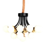 Rectangular Chandelier, 50 cm Width, Black and Gold Color