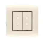 فيش كهرباء مزدوج بفتحتين 16 أمبير الفنار موديل أمنية المقاس  7x7 اللون بيج بحلقة سوداء