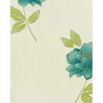 Floral Wallpaper Size 10m x 0.53m, Beige with Turquoise Color, Model 32468