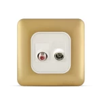 فيش تليفزيون مائل مفرد + فيش دش مائل مفرد، لون ذهبي، 7×7 سم | سبكترا 