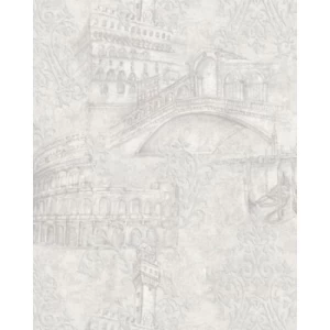 Italian Wallpaper Light Gray Color Modern Design, Size 10mx1.06m, Model 81709 | Balbaid Decor Company