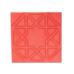 بلاط أرضيات أسمنتي 40x40x4 سم، لون أحمر، تصميم إسلامي | شركة الوسد للصناعة