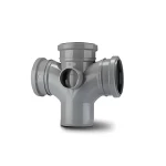 UPVC Plastic Double Tee 87.5° Size 160 mm, Length 360 mm, Grey Color | Cosmoplast 