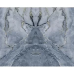Open Book marble alternative for interior decoration, size 120 x 290 cm, blue color with gray and brown veins, model OP-14