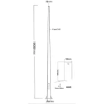 Aluminum lighting pole, length 10 m, thickness 4 mm, base 400 mm