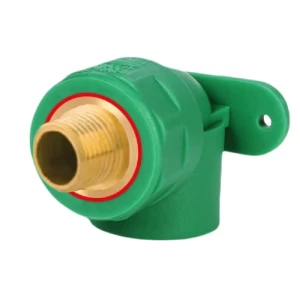 PPR Plastic Elbow 90 Degree With Male Thread Double Fixing Bracket 20 mm × 1/2 inch Green | Modern Technology Factory for Plastic