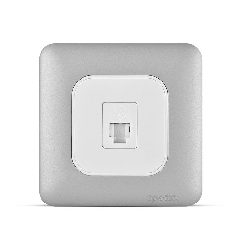 فيش RJ11 مع شاتر 6P6C مفرد، مقاس 7×7 سم، لون فضي فاتح | Spectra