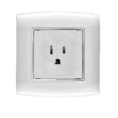 127 Socket 1g 15 Amp Omnia Size 7x7 cm Silver with Chrome Ring | Al Fanar