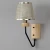 Wall Lamp with Wooden Base and Fabric Shade, Wood and Black Color