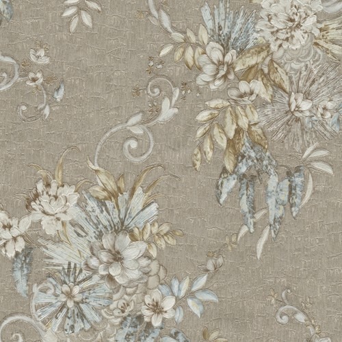 Italian Wallpaper Floral Design 10m x 1.06m, Dark Beige | Balbaid Decor Company