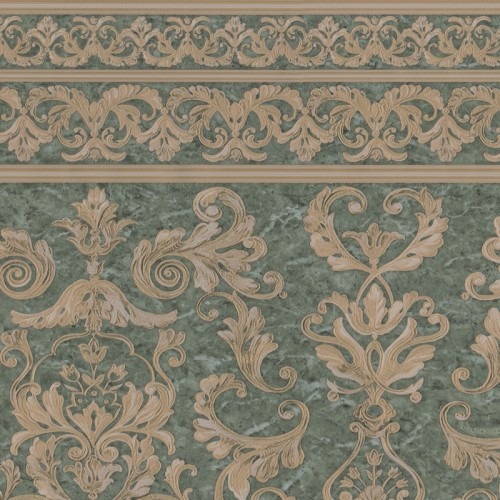 Italian Wall Decoration 10m×1.06m, Green with Beige, Model 85072 | Balbaid Decor Company
