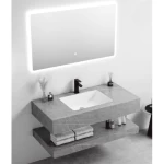 Decorative Single Basin Artificial Marble, Size 80×50 cm, gray color, With LED Mirrors