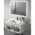 Modern Artificial Marble Bathroom Wash Basin With LED Mirrors and Shelf, White With Golden Veins Color, Size 80×50 cm