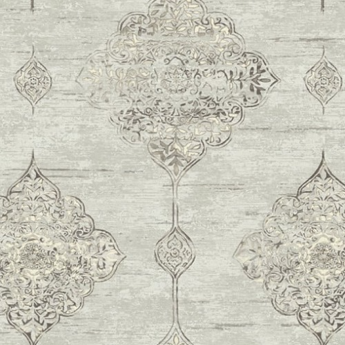 Vinyl Wallpaper Patterned Design 15.6m × 100 cm Gray with Brown Patterns | Luxury line