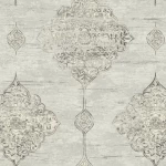 Vinyl Wallpaper, Patterned Design, Size 15.6m × 100 cm, Gray with Brown Patterns Color