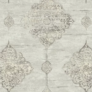Vinyl Wallpaper Patterned Design 15.6m × 100 cm Gray with Brown Patterns | Luxury line