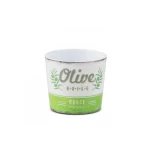  اصيص زراعة سيراميك، قطر 7 سم، لون ابيض مع اخضر