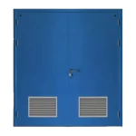 Fire door SFFECO Cold rolled steel   with Bottom Louver  Model SF/DD  Double Door leaf size 1900×1950   mm  Color Blue