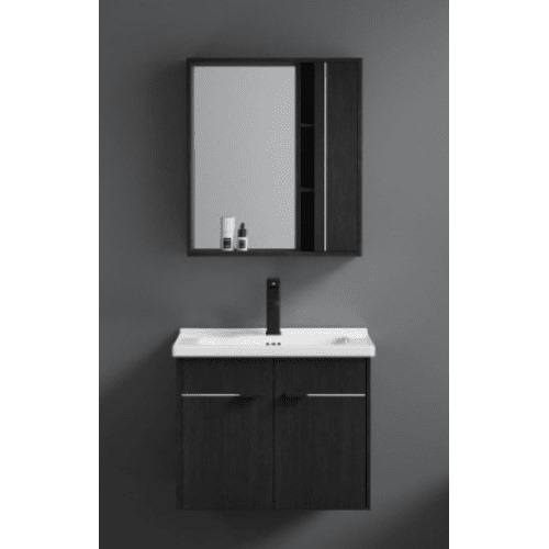 Bath Washbasin with Wooden Cabinet and Pharmacy Mirror 80 cm, Dark Grey | Al Muhaidib Sanitary and Ceramic