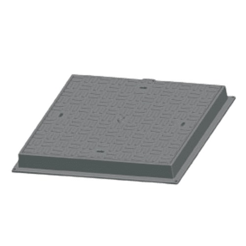 Manhole Cover Cast Iron 800×800 mm Square, 40 Tons Load, Gray Color | Saudi Cast Company