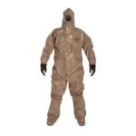 DuPont chemical resistant suit with hooddouble gloves, Size XL, brownish yellow Color