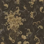 Italian Patterned Wallpaper, Size 10m×1.06m, Dark olive green Color, Model 84004  