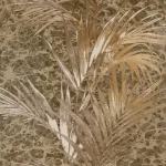 Leaf-patterned Wall Cover,  Brown with Beige Color, Size 10m×1.06m, Model 5565 