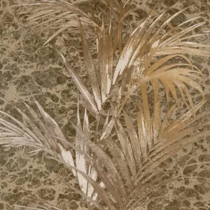 Leaf-patterned Wall Cover 10m×1.06m Brown with Beige Color, Model 5565 | Balbaid Decor Company