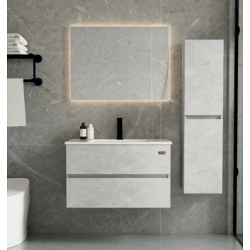 Decorative Wash Basin 80×47×50 cm Light Gray with Wardrobe and LED Mirrors | Algafary Sanitary ware