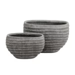 حوض نبات بوليريسين اسمنتي، تصميم دائري، مقاس 26×21×45 سم، لون رمادي غامق