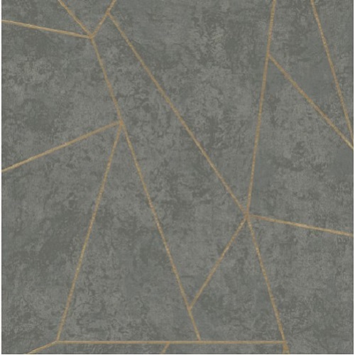 Geometric Wallpaper Gray with Gold, 10 m x 0.53 m, Maison Model | Abyat Company