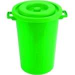 HDPE Plastic Waste Bin, Capacity 85 Liters, Size 50x50x80 cm, Green Color, Model FO6SJ