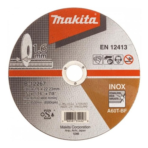 عجله قطع مركزي مضغوط 180×1.6×22.23 ملم، موديل B-12267 | Makita | شركة المحترفون العرب