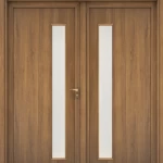 باب خشبي مزدوج البريميوم، مقاس 220×235 سم، لون بني، سمك 6 سم، الموديل GD05